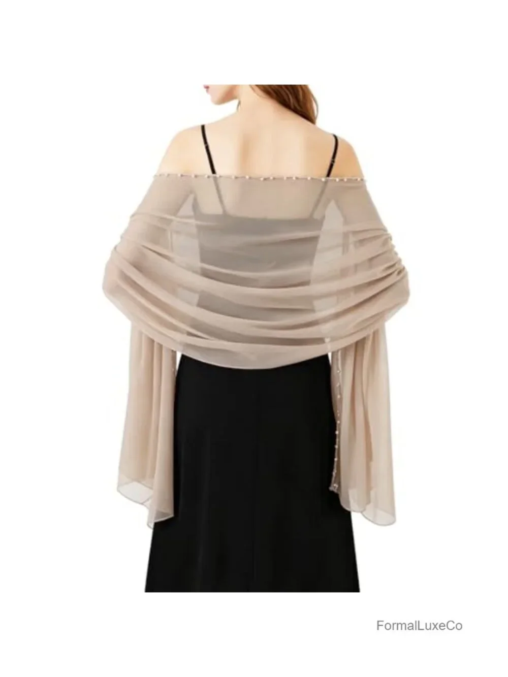 Chiffon Pearl Shawl Wrap for Evening Dresses Wedding Bridesmaid Scarf